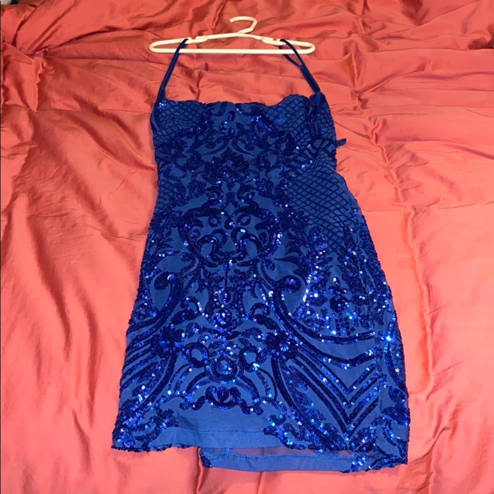 Dark Blue Sequined Dress